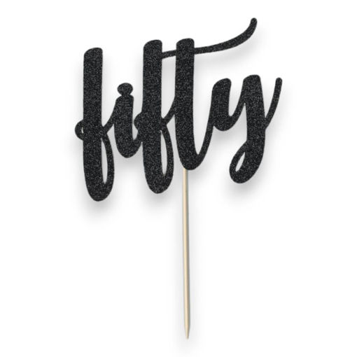 Picture of FIFTY CAKE TOPPER BLACK GLITTER